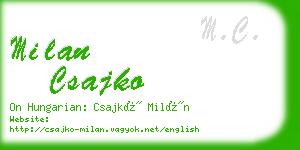 milan csajko business card